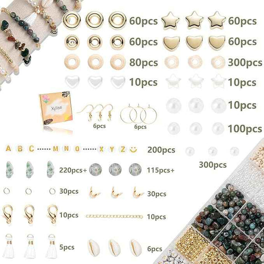 Xylise Jewelry Making Supplies Kit Natural Stone Beads for Irregular Natural Stone with for DIY Craft Bracelet Necklace Earrings for Adults(Agate)