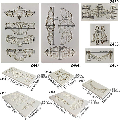Crown Baroque Style Ornament Silicone Molds 5-count Art Decor Filigree Scrollworks