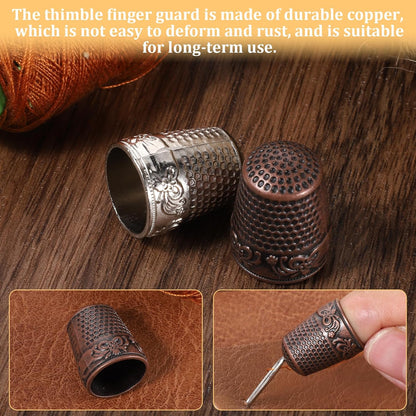10PCS Hand-Working Sewing Thimble Adjustable Metal Sewing Thimble Rings Fingertip Thimbles Metal Dazzle Color Leather Finger Protectors Thimbles Ring for Knitting Quilting Embroidery DIY Craft Tools