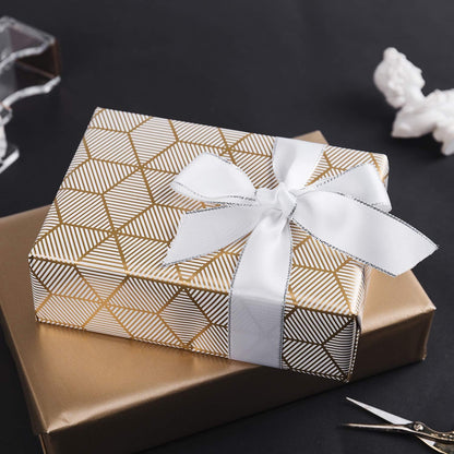 WRAPAHOLIC 30 Inch Navy Wrapping Paper - Jumbo Roll Gold and Navy Print with Cut Lines for Christmas, Birthday, Holiday, Father's Day, Baby Shower - 4 Rolls - 30 Inch x 120 Inch Per Roll