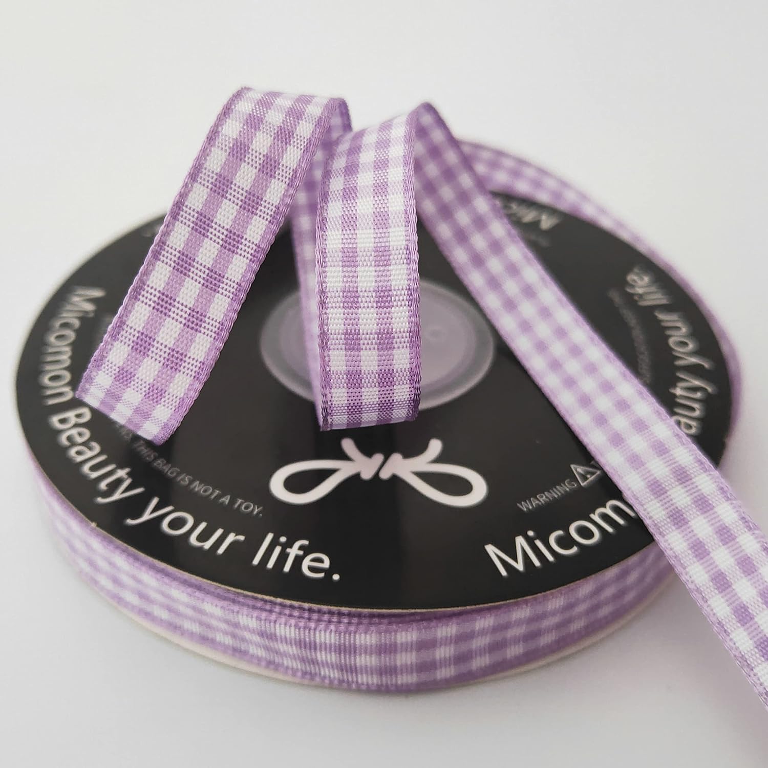Purple Gingham Plaid Checked Ribbon 25 Yard Each Roll 100% Polyester (3/8", Purple) - Crafty Corner