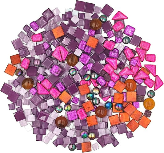 500g Mixed Color Irregular Crystal Mosaic Tiles,Tiny Mosaic Tile DIY Hobbies Children Handmade Crystal Craft for Craft Bathroom Kitchen Home Decoration DIY Art Projects,0.4X0.4 Inch(Purple Series)