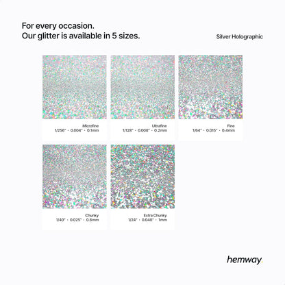 Hemway Glitter Grout Additive add Sparkle to Mosaic Tiles, Bathrooms, Wet Rooms, Kitchens, Tiled Based Rooms and Cement Based Grouts 100g / 3.5oz - Silver Holographic
