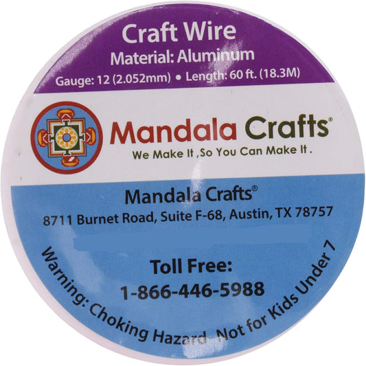 Mandala Crafts 12 Gauge Anodized Aluminum Craft Wire for Jewelry Making - 276 FT Colored Flexible Silver Lavender Purple Pink Ice Blue Turquoise Wire - Bendable for Bonsai Armature Crafting Sculpting - Crafty Corner