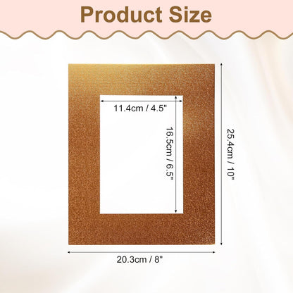 Picture Mats, 8 x 10 for 5 x 7 Pictures Acid Free White Core Bevel Cut Frame Mattes for Display Art Measuring, Gold