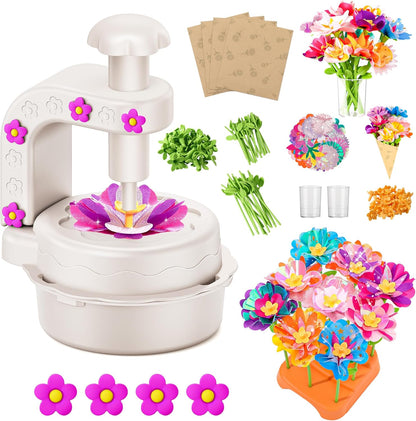 Fabric Flower Bouquets Toys,DIY Craft Kits for Kids,Arts and Crafts Toy for 3+ Year Old Girls,Flowers Market Toy,Build Your Flower Bouquet,Educational Preschool Learning Toys for Birthday,Christmas