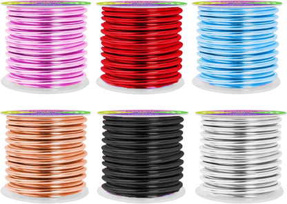 Mandala Crafts 8 Gauge Anodized Aluminum Craft Wire for Jewelry Making - 120 FT Colored Flexible Silver Copper Black Pink Ice Blue Red Wire - Bendable for Bonsai Armature Crafting Sculpting - Crafty Corner