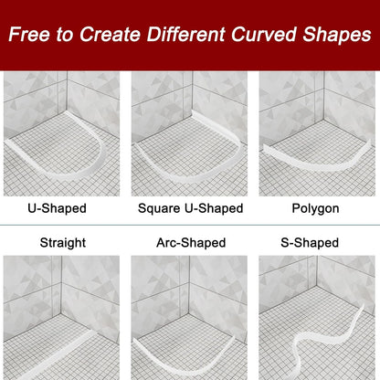 uxcell Flexible Molding Trim, 59 Inch Flexible Quarter Round Molding Silicone Peel and Stick Trim Self Adhesive Shower Water Barrier for Corner Decor Bathroom Kitchen, White