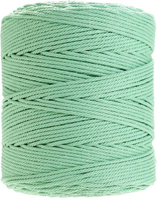 GOHOHOF Macrame Cord 4mm x 328yards Natural Macrame Cotton Rope Colored Macrame Rope Soft Cotton Cord Macrame Supplies Craft Rope Macrame Yarn for Plant Hanger Wall Hanger Dreamcatcher(Aqua Green)