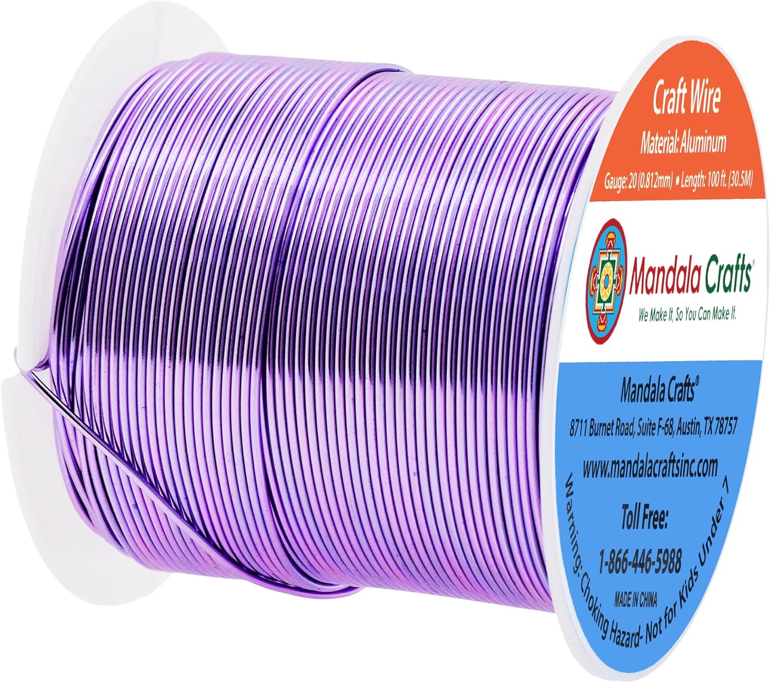 Mandala Crafts 20 Gauge Anodized Aluminum Craft Wire for Jewelry Making - 100 FT Colored Flexible Lavender Wire - Bendable for Bonsai Armature Crafting Sculpting - Crafty Corner