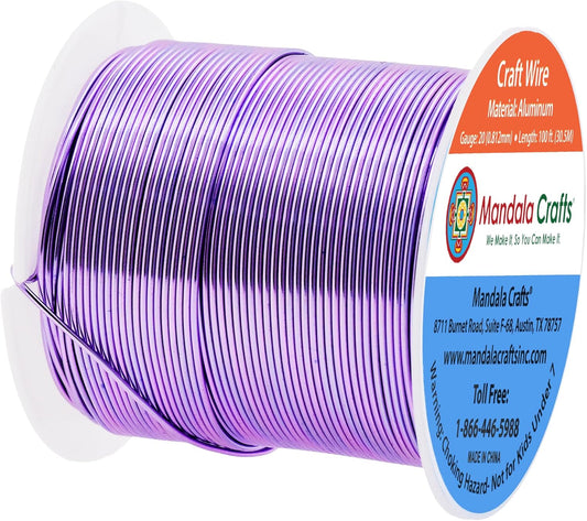 Mandala Crafts 20 Gauge Anodized Aluminum Craft Wire for Jewelry Making - 100 FT Colored Flexible Lavender Wire - Bendable for Bonsai Armature Crafting Sculpting - Crafty Corner
