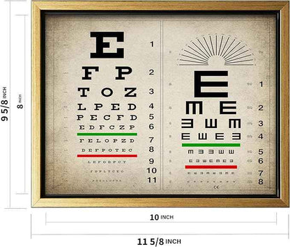 Poster Master Vintage Eye Chart Canvas - Retro Vision Test Print - Medical Art - Gift for Men, Women & Doctor - Optical Wall Decor for Office, Hospital or Clinic - 8x10 Gold Framed Canvas