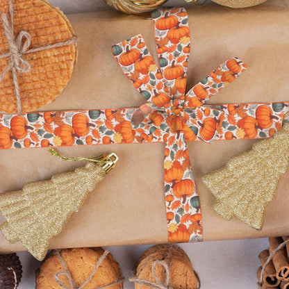 2 Rolls Fall Pumpkins Ribbons for Bows, Thanksgiving Wired Edge Burlap Ribbon Autumn Maple Leaves Plaid Ribbons for Gift Wrapping Thanksgiving Decoration Supplies - Crafty Corner