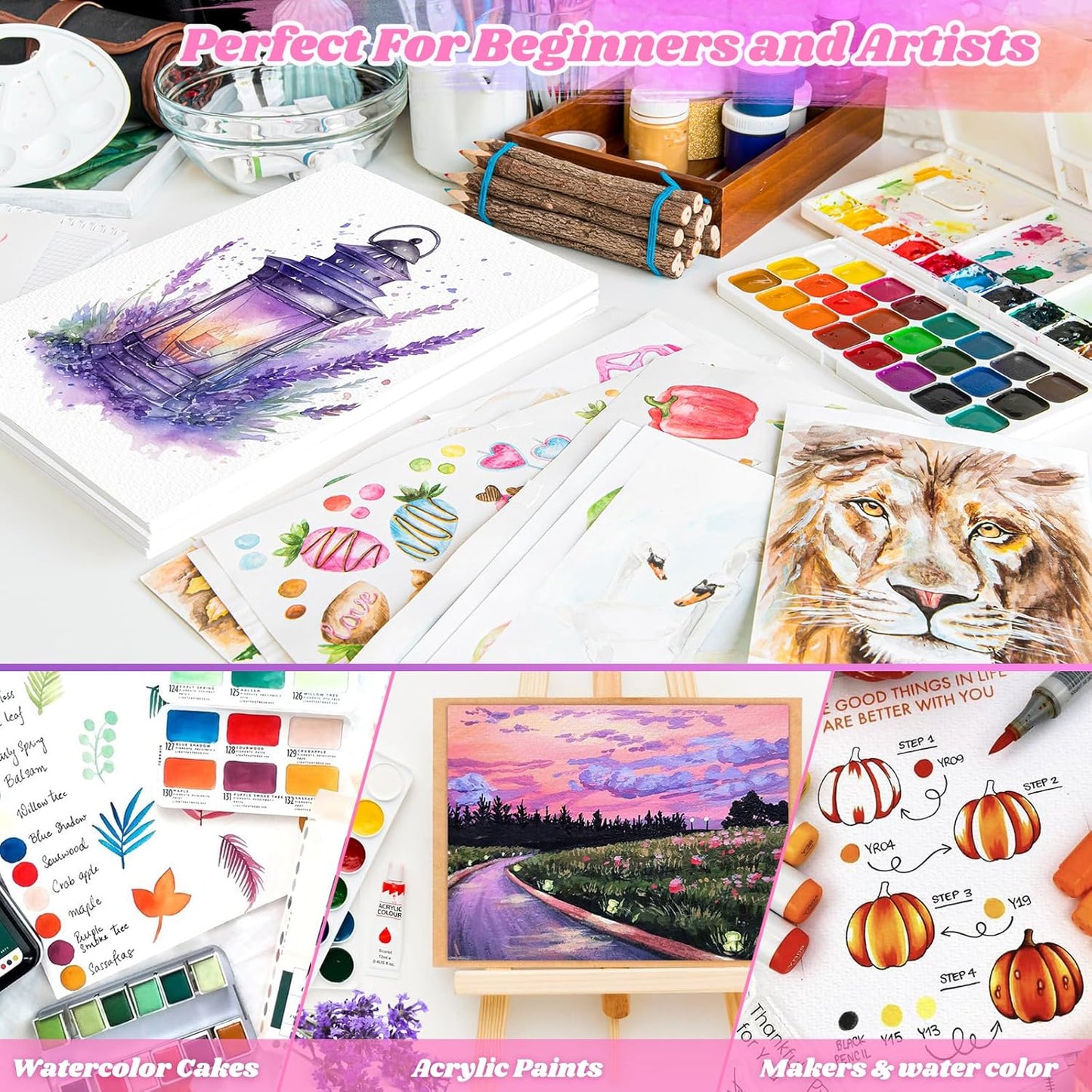 180 Sheets Watercolor Paper, 5"x7" White Water Color Paper Bulk, 140lb/300gsm Artist Drawing Coloring Supplies for Adults, Watercolors, Paint Set, Canvas Painting, DIY Projects, Valentine Gift Cards