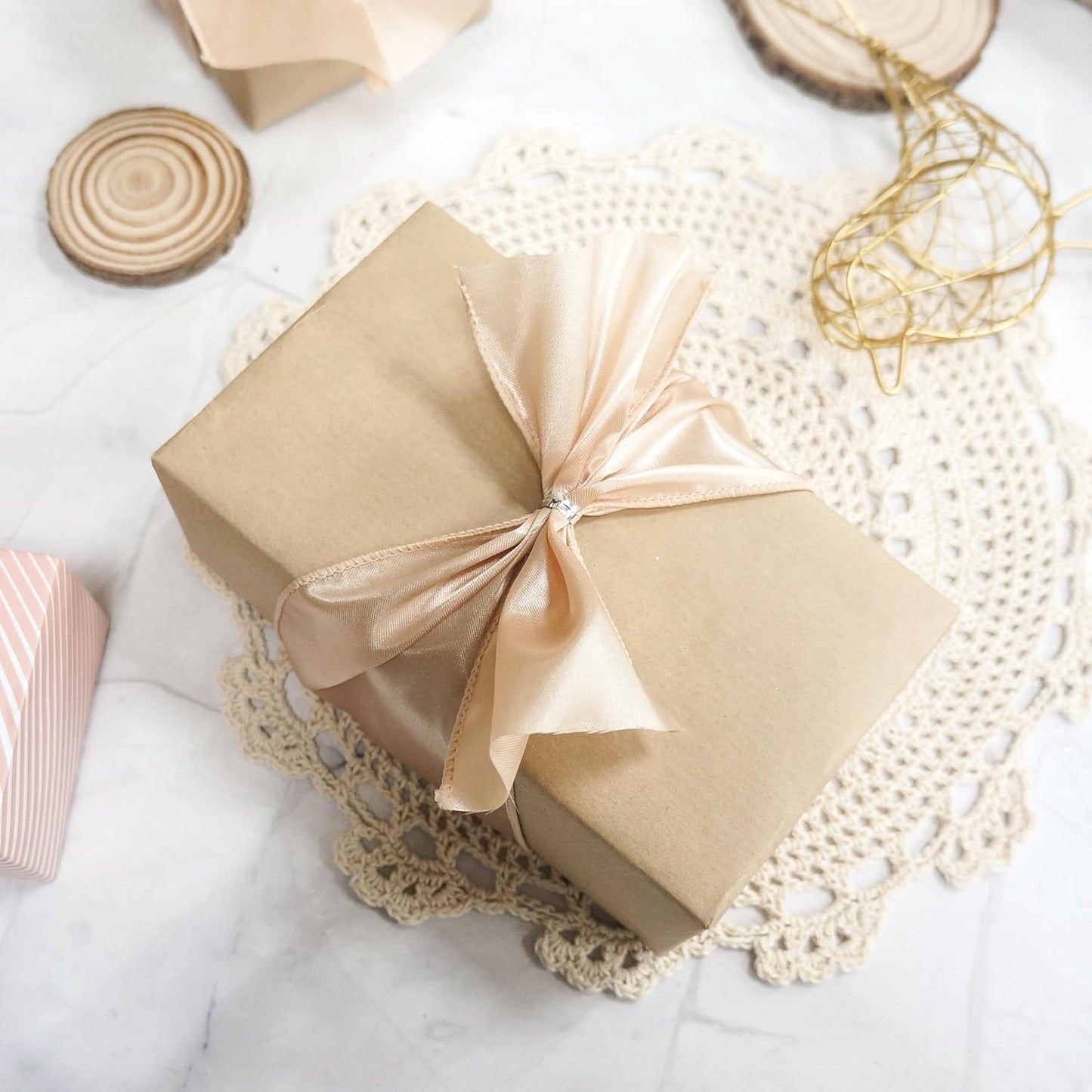 CT CRAFT LLC Satin Wired Ribbon 4 Inch x 20 Yards Champagne Gold for Christmas Home Décor Gift Wrapping Tree Topper Bow Wreath DIY Crafts, - Crafty Corner