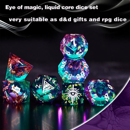 Third Mystery Eye Liquid Core DND Dice Set for Role Playing Games, 7 PCS Dungeons and Dragons Dice Set with Metal Box for D&D Gifts, RPG DND Starter Dice Set