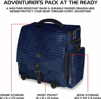 ENHANCE Travel Bag for DND Collector's Edition, Bag Compatible with Dungeons and Dragons, Battle Mat Holder, Dice Pockets and Accessories, Carry 4-8 Books (Blue Dragon)