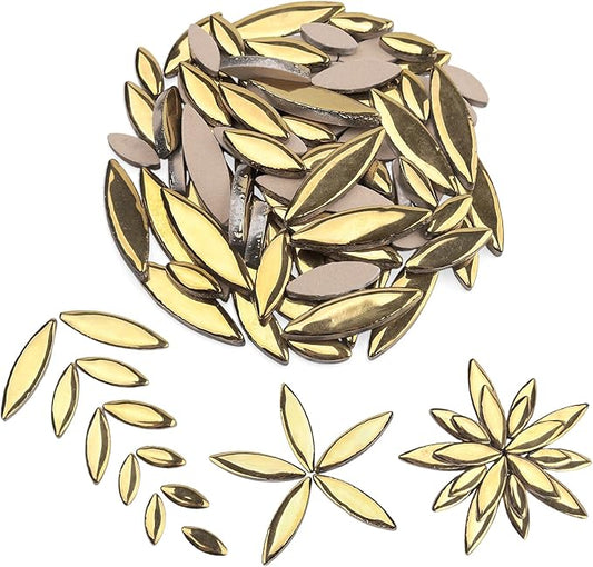 Artspac Petal Ceramic Mosaic Tiles for Crafts, 200g Golden Flower Tiles Mosaic Pieces for Christmas DIY Crafts, Holiday Mosaic Art & Garden Decor