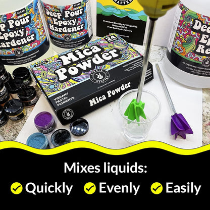 Art Resin Mixer Drill Attachment, Epoxy and Paint Stirrers for Drill, Mud Mixer for Quart or Gallon, Mini Drill Mixer Paddle for Crafting and Mixing Tools