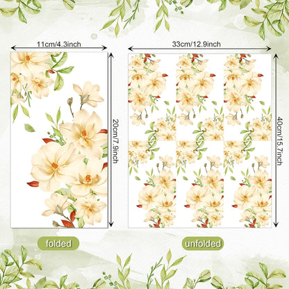 60 Pack 3 Styles Floral White Magnolia Blossom Guest Napkins Disposable Paper Spring Flowers Dinner Hand Napkin for Bathroom Wedding Holiday Anniversary Birthday Party Bridal Decorative Towels