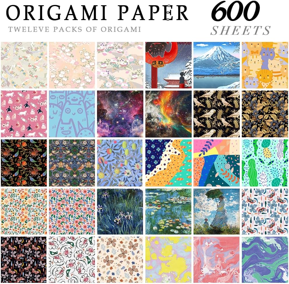 12 Different Packs Full Collection Origami Paper Kit 6 Inch Square Double Sided Color Vivid Colors Creation Easy Fold Paper Set Hand Crafts Paper Arts Creativity.01 - Crafty Corner