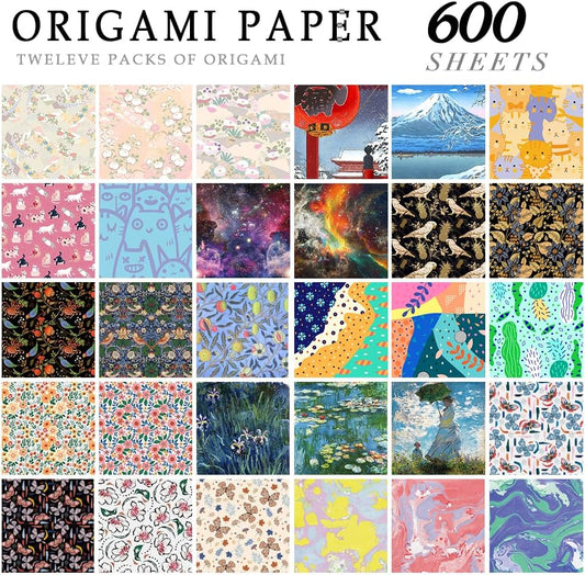 12 Different Packs Full Collection Origami Paper Kit 6 Inch Square Double Sided Color Vivid Colors Creation Easy Fold Paper Set Hand Crafts Paper Arts Creativity.01 - Crafty Corner