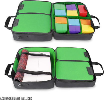 USA Gear XL Trading TCG MTG Deck Box Bag Travel Case - Large MTG Card Storage Bag with Padded Shoulder Strap, Customizable Interior, Weather Resistant - Fits Deck Boxes & Sleeved Cards - Green