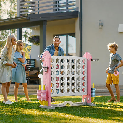 UNICOO Giant 4 in A Row Game with Carry Bag, Basketball Hoop, Ring Toss Game, 4-to-Score Game | Large Outdoor Yard Game, Parties & Gatherings Games