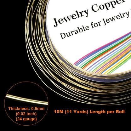 EuTengHao 6 Colors Jewelry Copper Wire Jewelry Beading Wire for Bracelet Necklaces Craft Jewelry Making Supplies (66 Yards,24 Gauge) - Crafty Corner