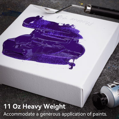 PHOENIX 6x12 Inch 3 Pack Gallery Canvas - Small Long 1.5 in Thick Canvases for Painting - Deep Edge 100% Cotton 11 Oz. Gesso Primed White Blank Professional Canvas Oil & Acrylic Paints