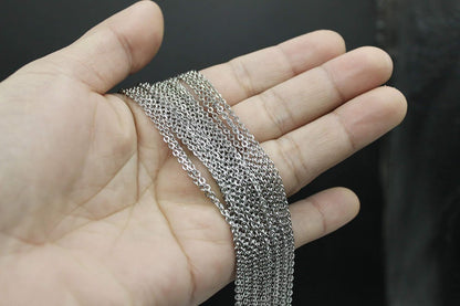 Wholesale 12 PCS Stainless Steel Flat Cable Chain Link Necklace Chains Bulk for Jewelry Making (20 Inch(2MM))