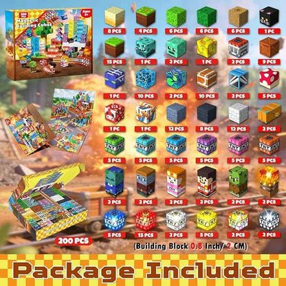 200PCS Magnetic Blocks with Light up Blocks - Magnetic Building Blocks for Kids Ages 4 5 6 7 8 +, Magnetic Light up Building Blocks, Stacking Magents Cubes Toys, Birthday Gift for Boys & Girls Ages 3+