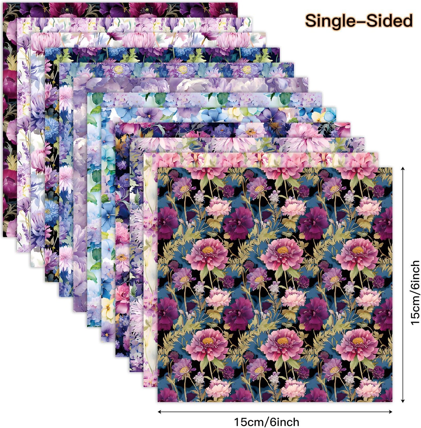 Purple Floral Scrapbook Paper Pad Color Flower Patterned Paper 6×6,24 Sheets Single-Sided Floral Scrapbooking CardStock Papers Pad for Holiday Cardmaking DIY Origami Journaling. - Crafty Corner
