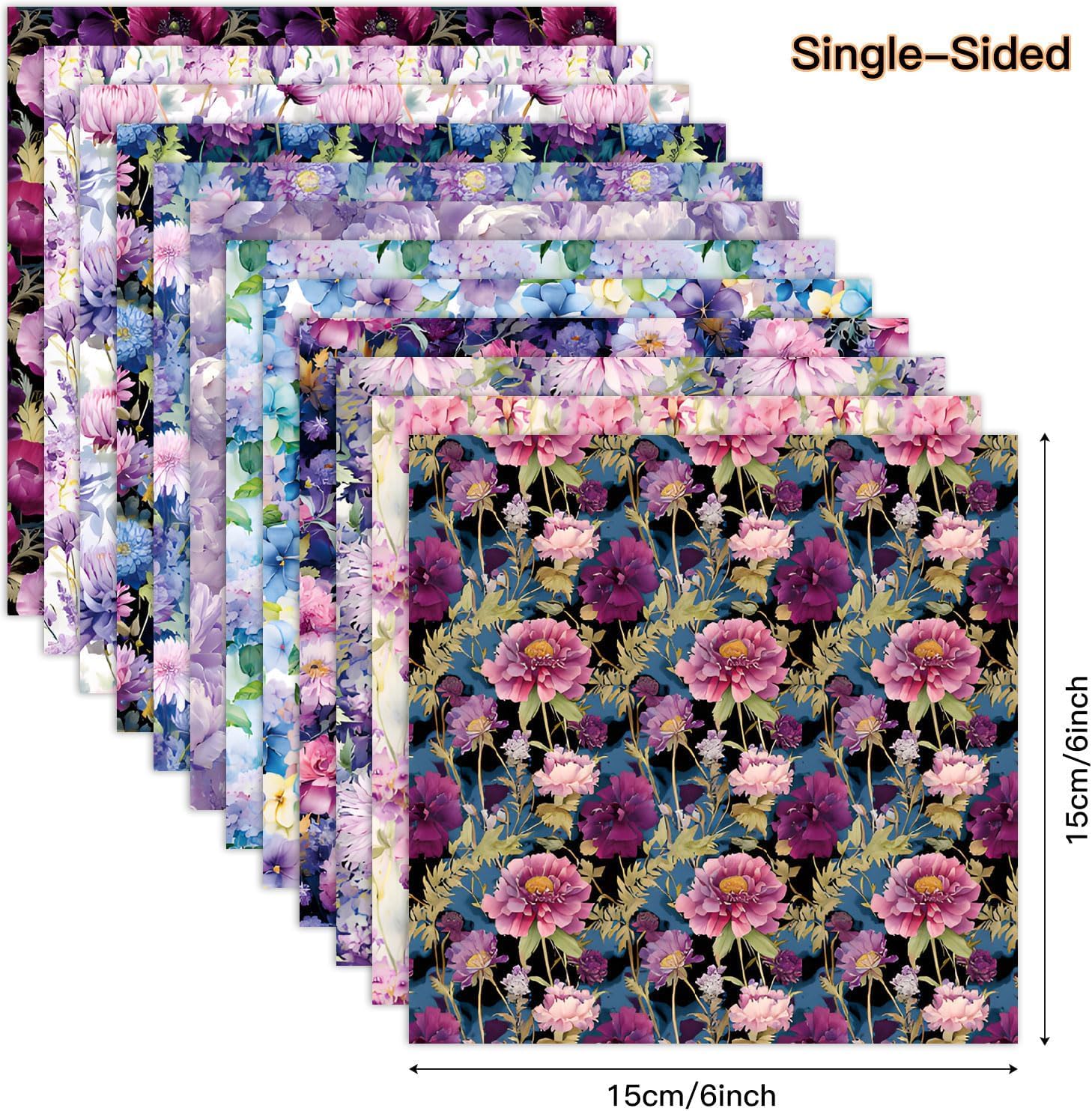 Purple Floral Scrapbook Paper Pad Color Flower Patterned Paper 6×6,24 Sheets Single-Sided Floral Scrapbooking CardStock Papers Pad for Holiday Cardmaking DIY Origami Journaling. - Crafty Corner