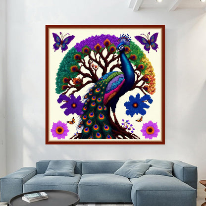 Dimensean Stamped Cross Stitch Kits Full Range of Embroidery Patterns Starter Kits for Beginners Adult or Kids DIY Cross Stitches Needlepoint Kits 11CT-Peacock Butterfly 17.7x17.7 inch