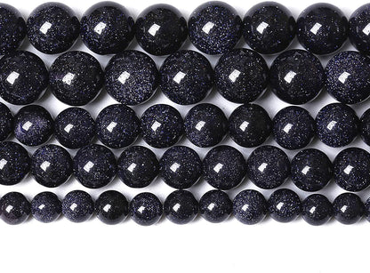 120PCS 6mm Blue Sandstone Gemstone Beads Beads Natural Stone Round Loose Beads for Jewelry Making DIY Bracelet Necklace 32" 2 Strands