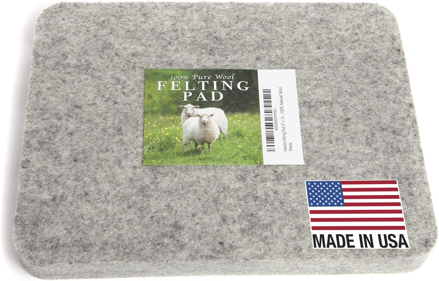 Made in USA, Needle Felting Pad, 8 x 10 x 1 inch, 100% Natural Wool, Firm, for Precision Felting