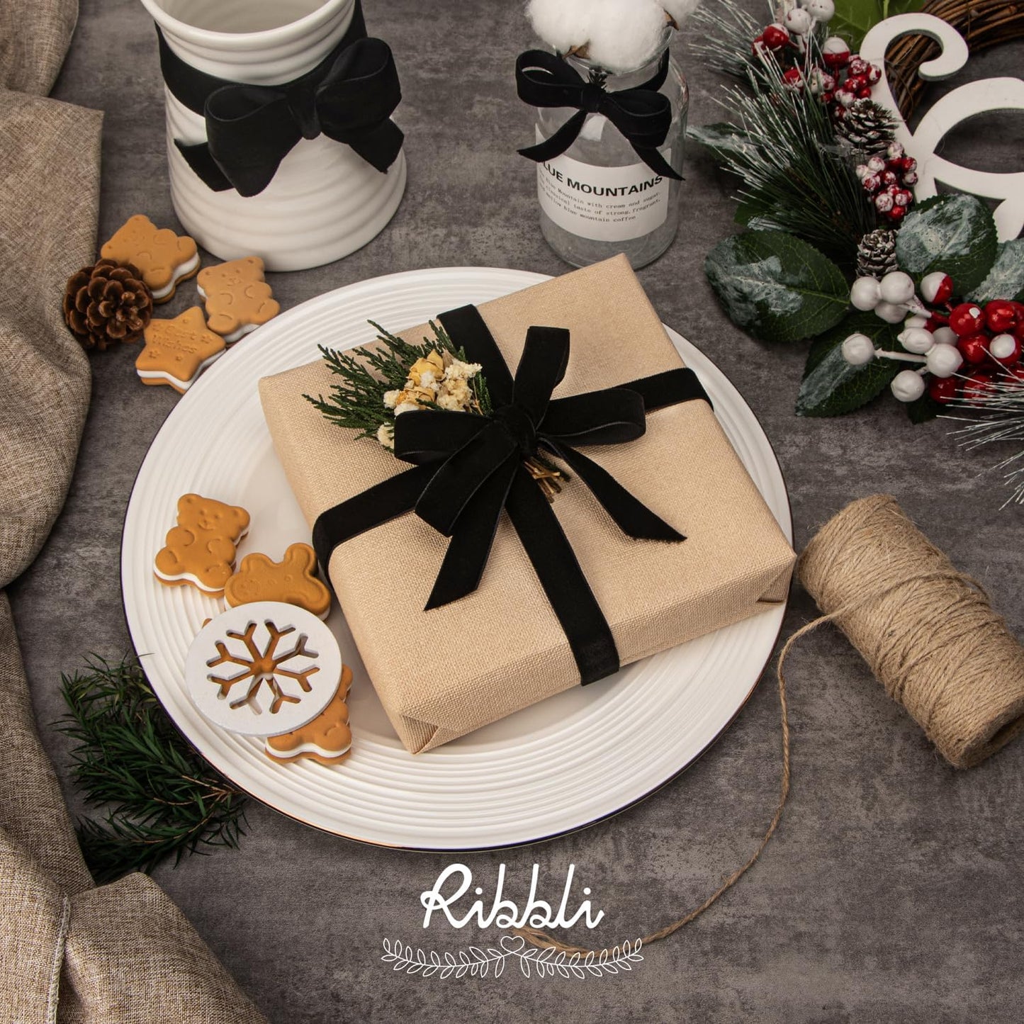 Ribbli Polyester Black Velvet Ribbon,5/8 Inches Continuous10-Yard Spool,Christmas Ribbon for Gift Wrapping,Floral Bouquets, Home Decor - Crafty Corner