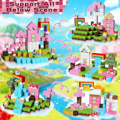 Magnetic Blocks - 150PCS Building Blocks Unicorn Cubes - Toys for Montessori Toddler Christmas Birthday Gifts - STEM Sensory Toys for 3 4 9 10 Year Old Girl