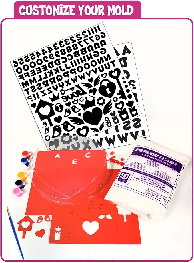 Perfect Craft Sweetheart Customizable Stepping Stone Cast & Paint Kit with Perfect Cast Casting Material