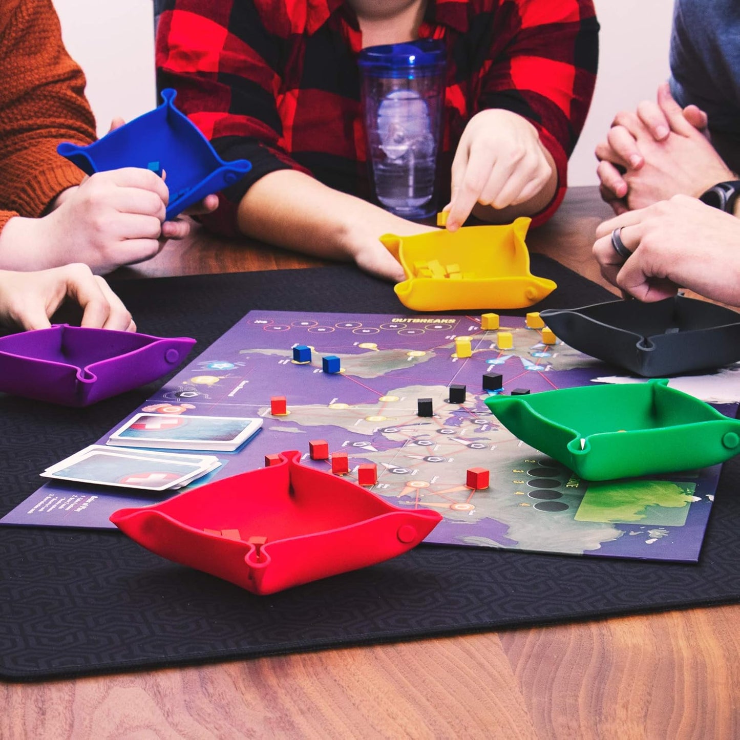 Piecekeeper Board Game Storage Bowls, 6-Pack | Portable Folding Tray Accessory Holds Tabletop Bits, Chits, Components, Pieces, Dice | Six Color Set | Classic & Modern Gaming, RPG Roleplaying