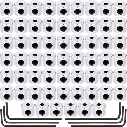 Leinuosen 60 Pieces Pin Keepers Locking Clasp Pin Backs Replacement with Wrench (Silver Color, 6 x 5 mm)