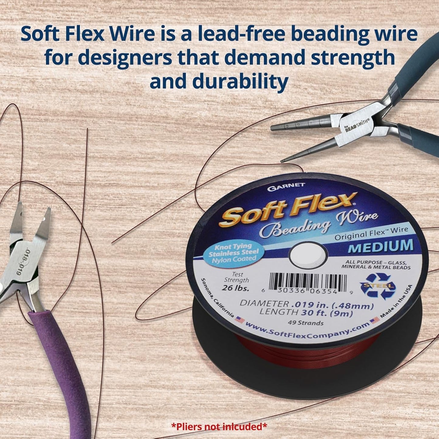 Soft Flex 49 Strand Beading Wire - Medium 0.19 Diameter - 30 Feet Nylon Design Wire - Crafty Corner