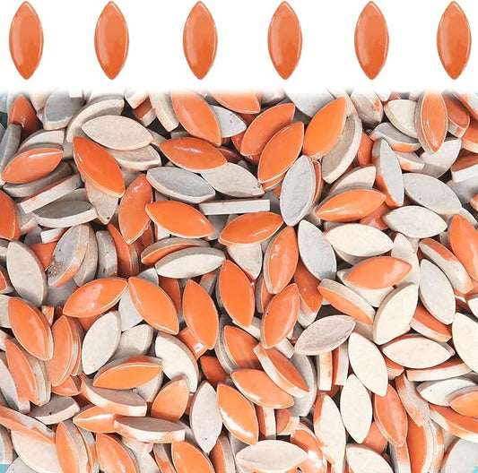 50 Pieces Ceramic Mosaic Tiles for Crafts, Assorted Colors Petal Mosaic Ceramic Pieces Mosaic Handmade Material Supplies for Mosaic Project Lovers and Beginners, Mosaic Kits for Adults - Orange