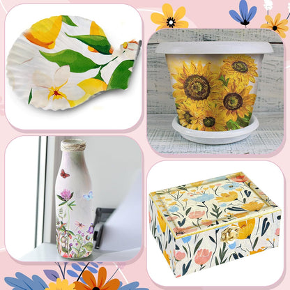 Crtiin 20 Pack Assorted Floral Napkins for Decoupage Toilet Napkins Flower Cocktail Decorative Paper for Birthday Party Beautiful Gorgeous, 20 Styles Each 6.5 inches(Style 8)