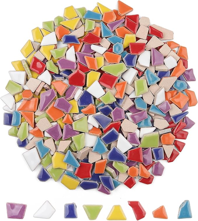 Artspac Ceramic Mosaic Tiles Bulk, 1 Pound Broken Mosaic Tiles for Crafts Supplies, Blue Small Mosaic Ceramic Tiles for DIY Outdoor Decoration