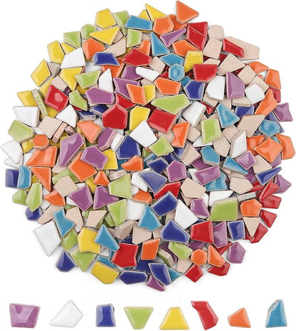 Artspac Ceramic Mosaic Tiles Bulk, 1 Pound Broken Mosaic Tiles for Crafts Supplies, Blue Small Mosaic Ceramic Tiles for DIY Outdoor Decoration