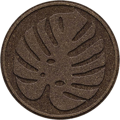 Garden Central 4-Pack 18”x18” Fake Tropical Leaf Rubber Stepping Stones, Round, Brown – Reversible Non-Slip Outdoor Faux Decorative Set for Landscaping – DIY Decor for Walkways & Yard Pathways
