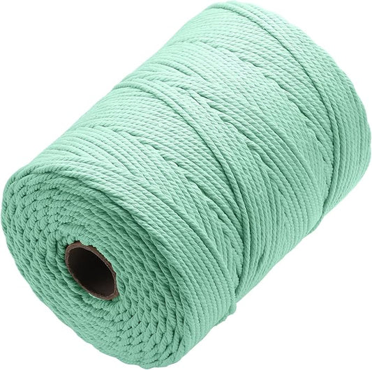 GOHOHOF Macrame Cord 4mm, 328 Yards Natural Macrame Cotton Cord Soft for Plant Hanger Wall Hanger Dreamcatcher (Mint)