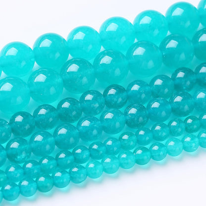 48PCS 8MM Amazonite Blue Chalcedony Stone Beads Energy Healing Beads for DIY Jewelry Bracelet Necklace Making for Jewelry Making 15Inch